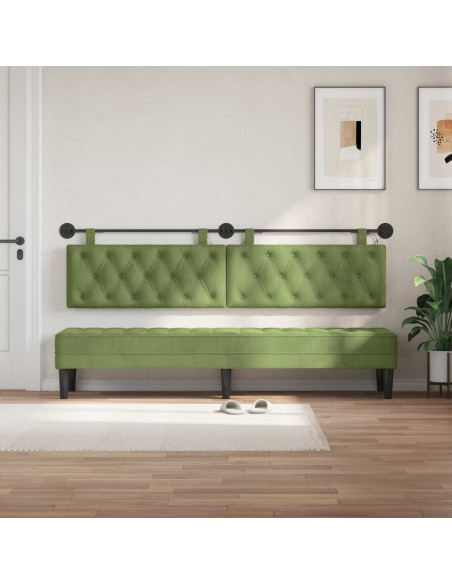 Testiera sospesa Con luce LED Verde chiaro Velluto