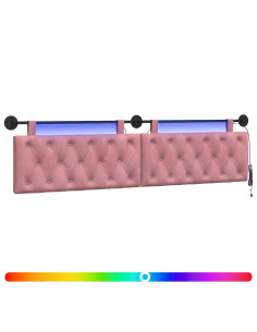 Testiera sospesa Con luce LED Rosa Velluto 2