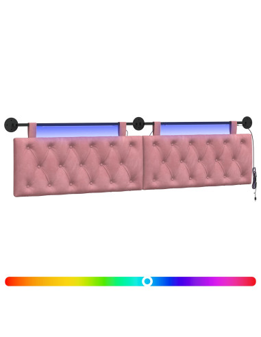Testiera sospesa Con luce LED Rosa Velluto