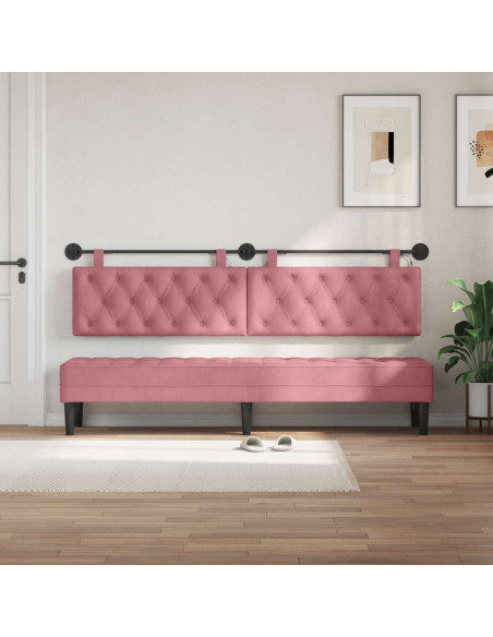 Testiera sospesa Con luce LED Rosa Velluto