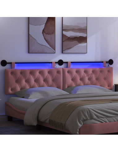 Testiera sospesa Con luce LED Rosa Velluto