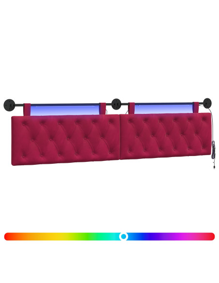 Testiera sospesa Con luce LED Rosso Vino Velluto