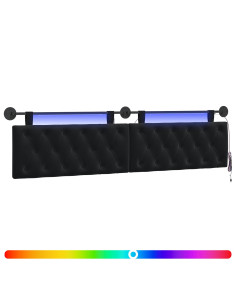 Testiera sospesa Con luce LED Nero Velluto 2