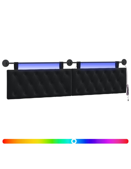 Testiera sospesa Con luce LED Nero Velluto
