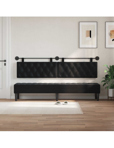 Testiera sospesa Con luce LED Nero Velluto