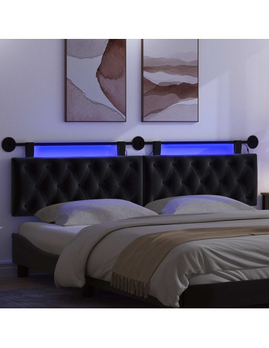 Testiera sospesa Con luce LED Nero Velluto