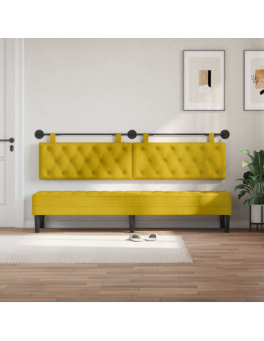 Testiera sospesa Con luce LED Giallo Velluto