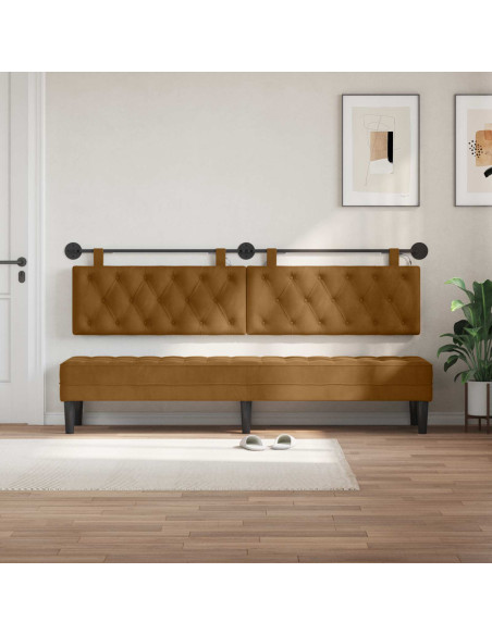 Testiera sospesa Con luce LED Marrone Velluto