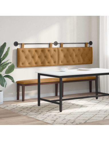 Testiera sospesa Con luce LED Marrone Velluto