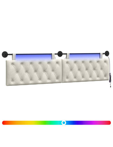 Testiera sospesa Con luce LED Crema Velluto