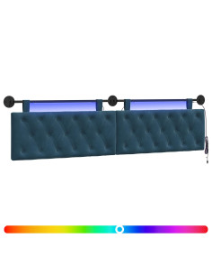 Testiera sospesa Con luce LED Blu Velluto 2