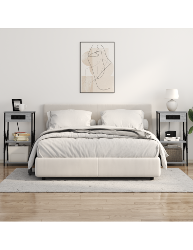 Armadio da Notte con lo scaffale Grigio Sonoma 41 x 31 x 76 cm