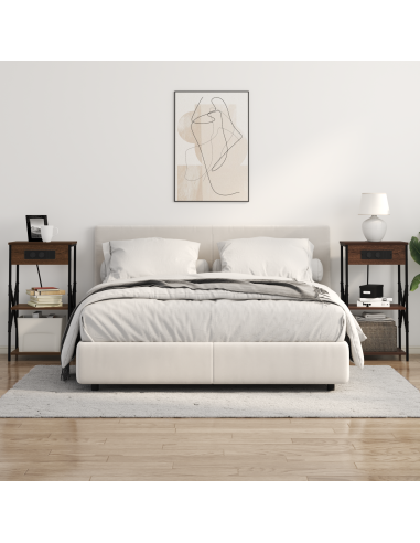 Armadio da Notte con lo scaffale Rovere Marrone 41 x 31 x 76 cm