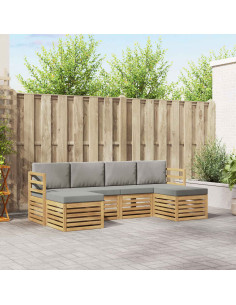 Set divani 6 pcs Bianco e Grigio Chiaro 245 x 122,5 x 73 cm
