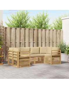 Set divano sezionale 6 pcs Bianco e Beige 245 x 126,5 x 73 cm