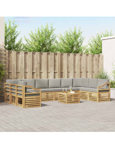 Set di divani da esterno 11 pcs Bianco e Grigio Chiaro