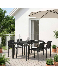 Set di Mobili da Esterno 5 pcs Nero e antracite Textilene