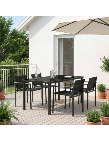 Set di Mobili da Esterno 5 pcs Nero e antracite Textilene