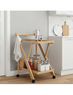 Carrello da Cucina con Ruote Marrone Chiaro 65 x 40,5 x 76,5 cm