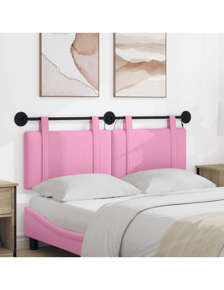 Testiera sospesa Con luce LED Rosa Tessuto