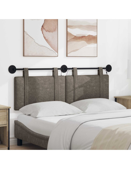 Testiera sospesa Con luce LED Grigio PU Antico