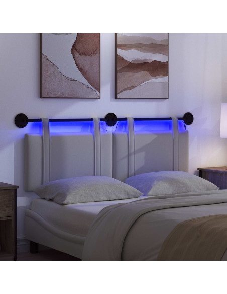 Testiera sospesa Con luce LED Bianco Tessuto