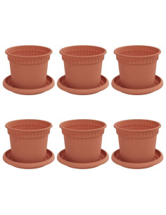 Vasi per Piante 6 pcs Rosso Mattone Ø 12,5 x 10 cm Plastica 2