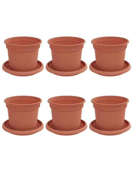 Vasi per Piante 6 pcs Rosso Mattone Ø 12,5 x 10 cm Plastica
