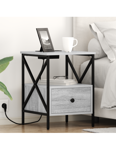 Armadio da Notte 2 pcs Grigio Sonoma 41,5 x 40,5 x 55 cm