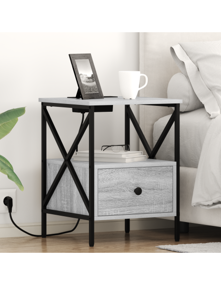Armadio da Notte 2 pcs Grigio Sonoma 41,5 x 40,5 x 55 cm