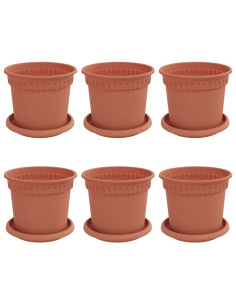 Vasi per Piante 6 pcs Rosso Mattone Ø 15 x 12 cm Plastica 2