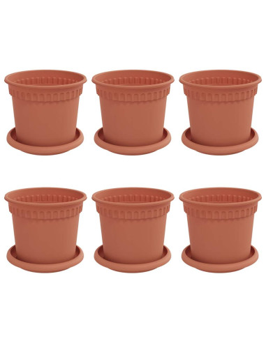Vasi per Piante 6 pcs Rosso Mattone Ø 15 x 12 cm Plastica