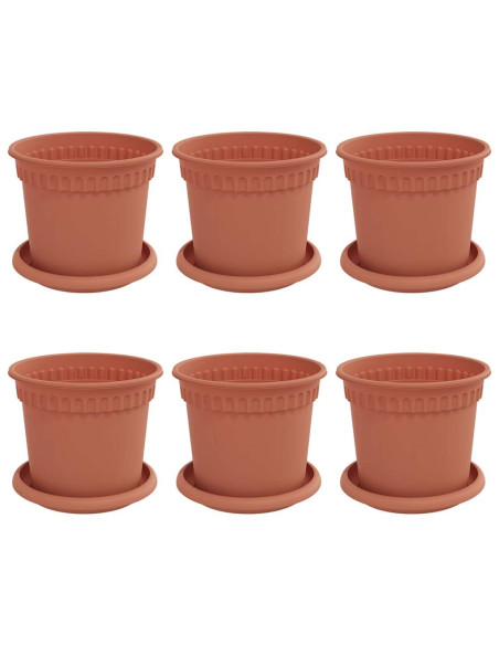 Vasi per Piante 6 pcs Rosso Mattone Ø 15 x 12 cm Plastica