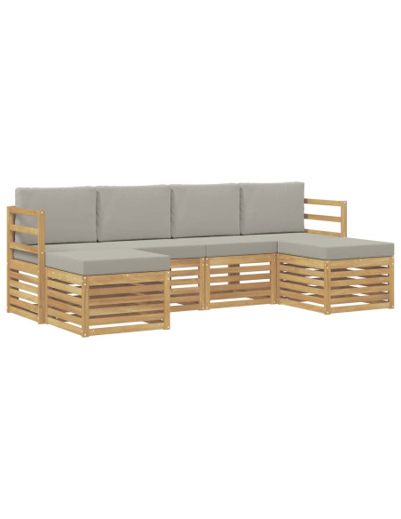 Set divani 6 pcs Bianco e Grigio Chiaro 245 x 122,5 x 73 cm