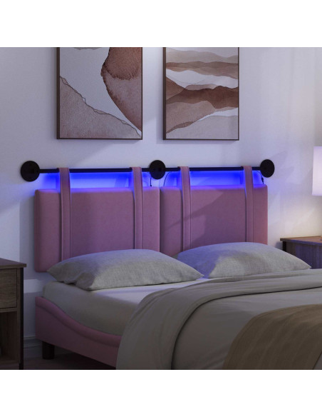 Testiera sospesa Con luce LED Rosa Tessuto