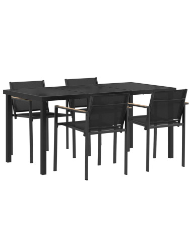 Set di Mobili da Esterno 5 pcs Nero e antracite Textilene