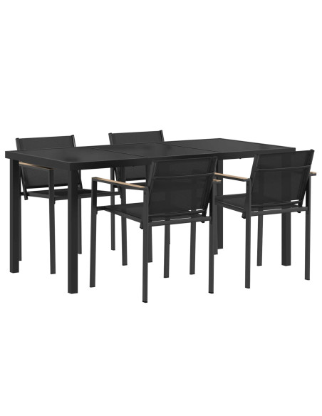 Set di Mobili da Esterno 5 pcs Nero e antracite Textilene
