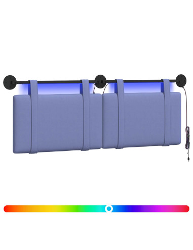 Testiera sospesa Con luce LED Blu jeans Tessuto