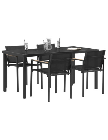 Set di Mobili da Esterno 5 pcs Nero e antracite Textilene