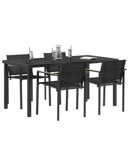 Set di Mobili da Esterno 5 pcs Nero e antracite Textilene
