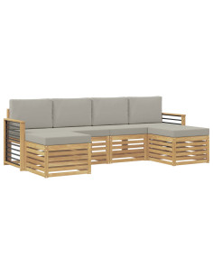 Set divani 6 pcs Bianco e Grigio Chiaro 249 x 122,5 x 73 cm 2