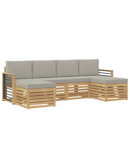 Set divani 6 pcs Bianco e Grigio Chiaro 249 x 122,5 x 73 cm