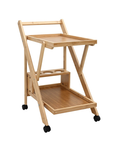 Carrello da Cucina con Ruote Marrone Chiaro 65 x 40,5 x 76,5 cm