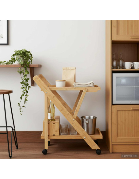 Carrello da Cucina con Ruote Marrone Chiaro 65 x 40,5 x 76,5 cm