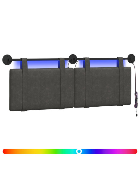 Testiera sospesa Con luce LED Nero PU Antico