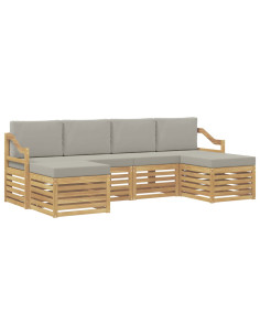 Set divani 6 pcs Bianco e Grigio Chiaro 245 x 122,5 x 73 cm 2