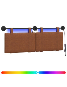 Testiera sospesa Con luce LED Marrone PU Antico 2