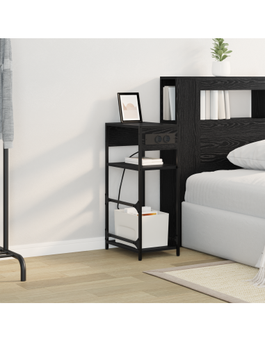Armadio da Notte Rovere Nero 40 x 27 x 76 cm Legno multistrato