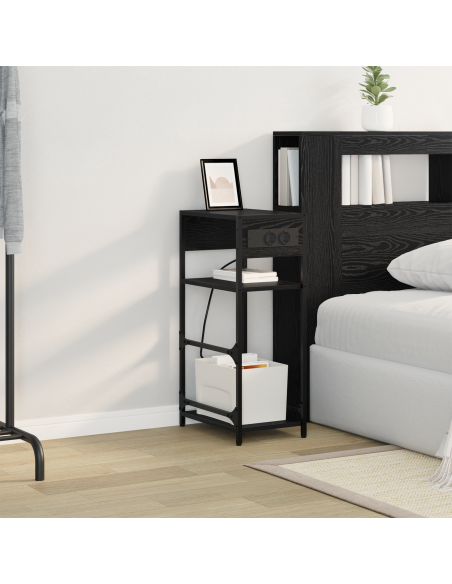 Armadio da Notte Rovere Nero 40 x 27 x 76 cm Legno multistrato