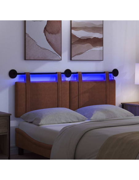 Testiera sospesa Con luce LED Marrone PU Antico